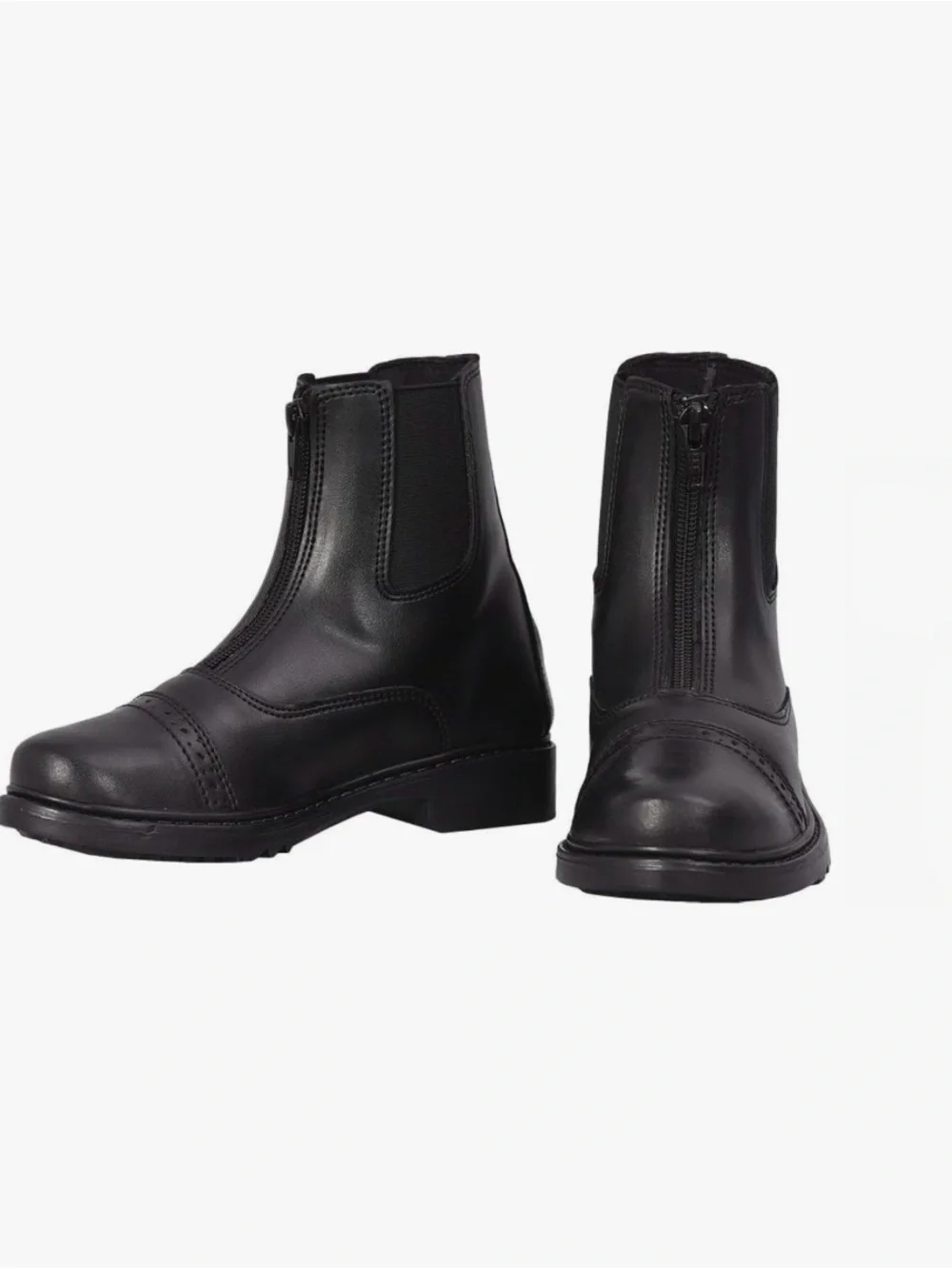 Kids Black Front-Zip Leather Chelsea Boots
